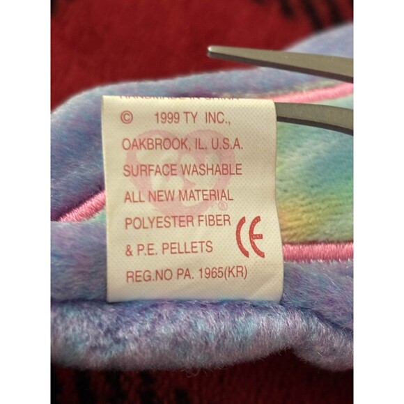 1999 Ty Flitter the Butterfly 4255 Beanie Baby 7" Pink Purple Bug Plush Toy - Picture 7 of 7